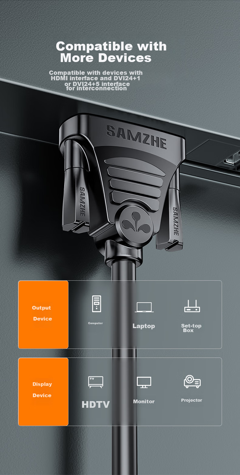 Кабель SAMZHE HDMI - DVI, 1.5 метра, 4K 60Hz, двунаправленный
