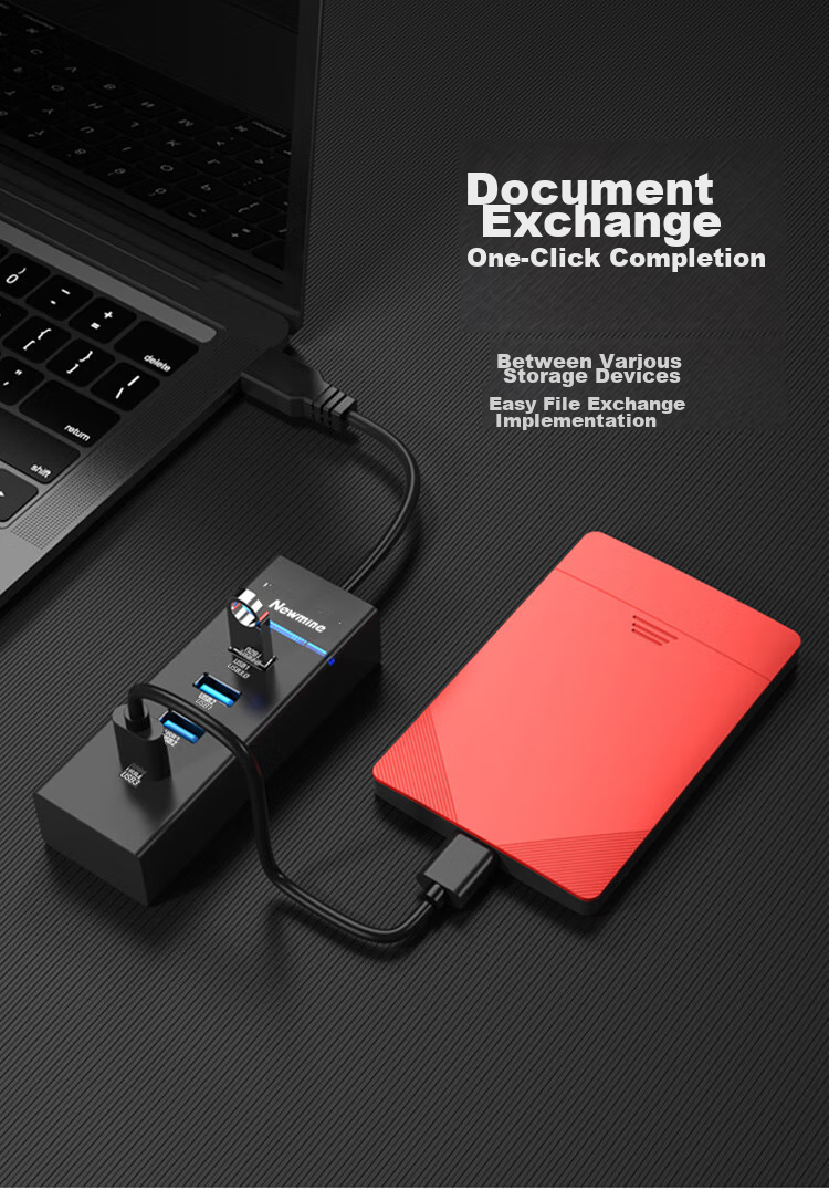 USB-концентратор Newmine USB 3.0, 4 порта, черный