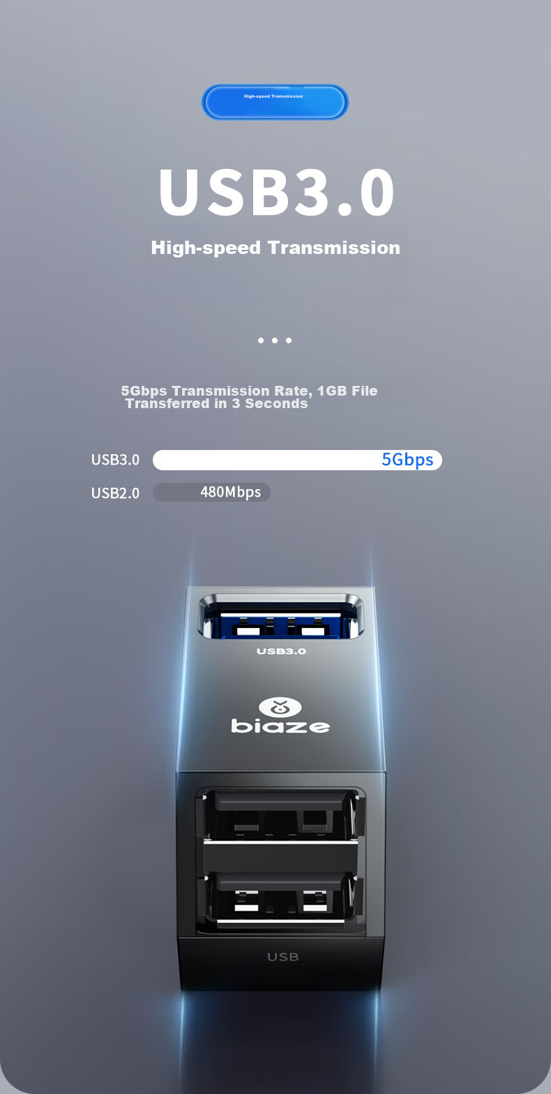 USB-хаб BIAZE Type-C, 3 порта USB 3.0, переходник-разветвитель для MacBook