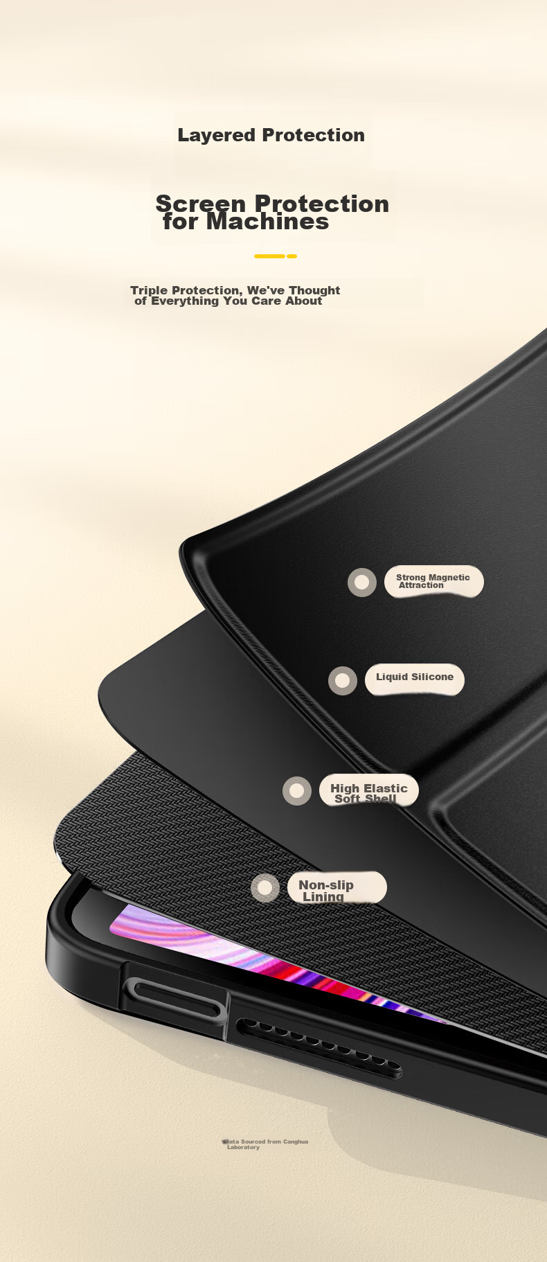 Чехол CangHua для Redmi Pad Pro 12.1 дюйма (2024), полнозащитный, противоударный, из ПК, ПУ, ТПУ, минималистичный стиль, лавандовый