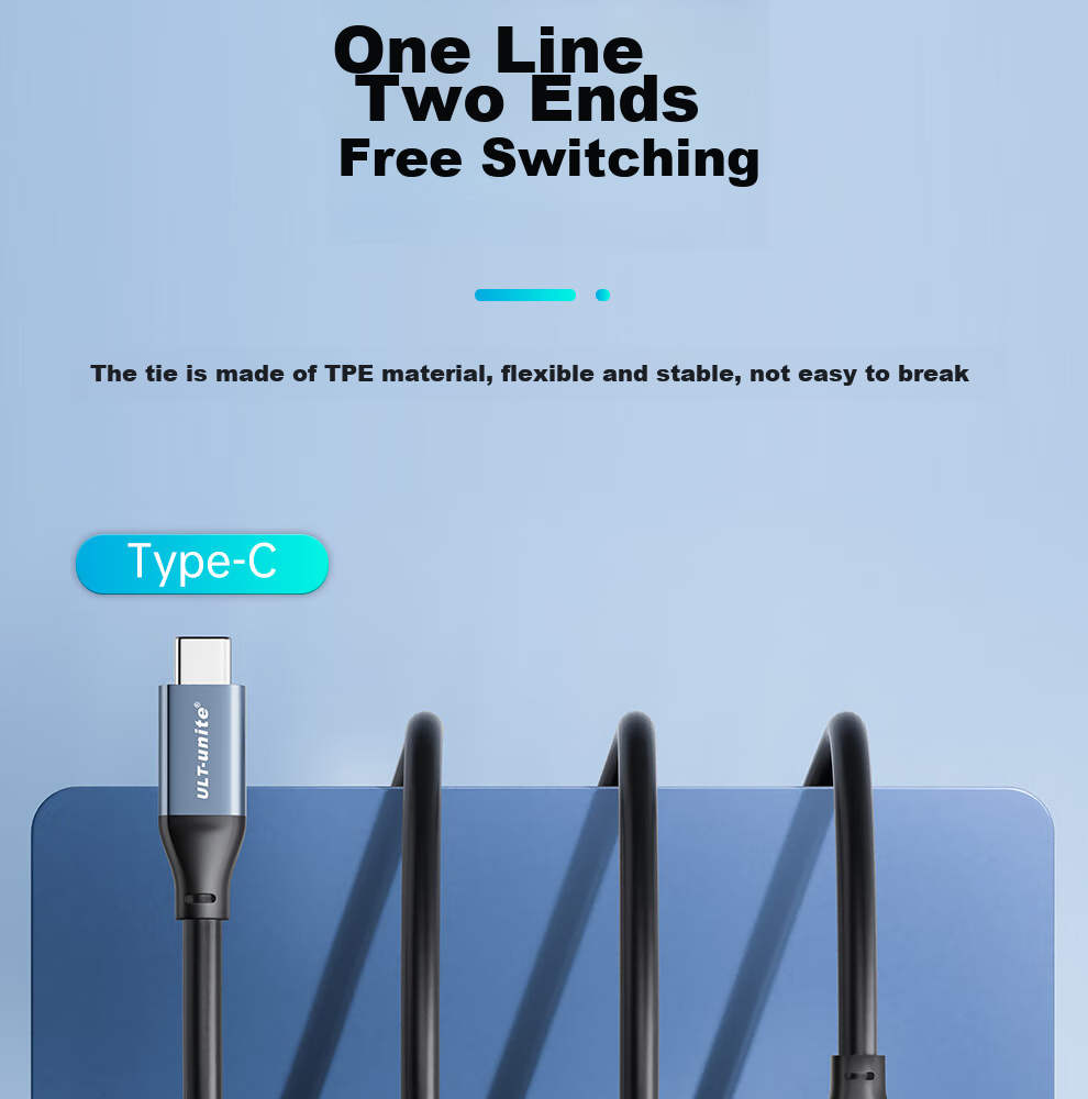 Кабель ULT-unite Type-C/USB 2-в-1, 10 Гбит/с, PD 100 Вт, 4K@60Hz, 0.2 м