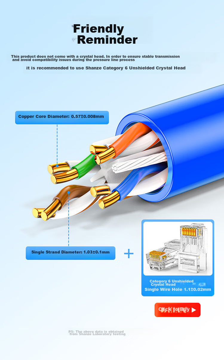 Сетевой кабель SAMZHE CAT6 Gigabit Ethernet, 200 метров, синий, для домашней установки, видеонаблюдения