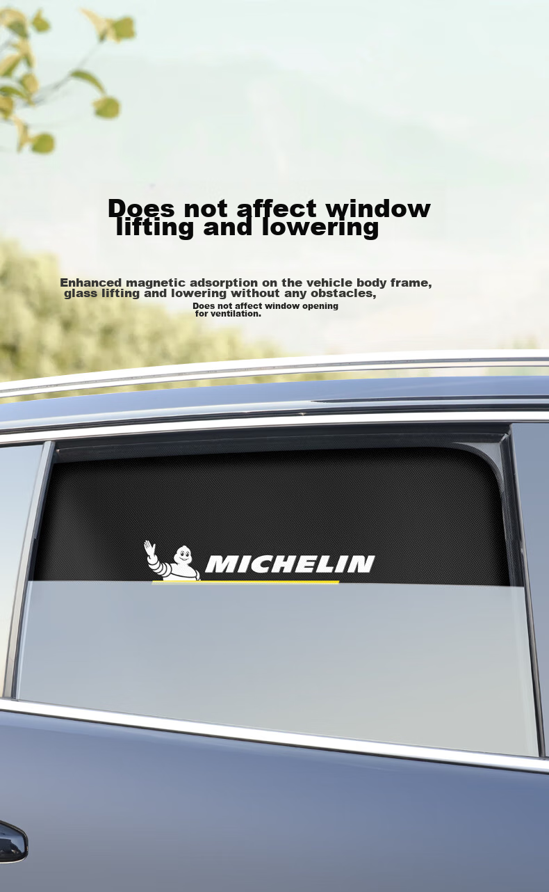 Магнитные шторки MICHELIN для боковых окон автомобиля, защита от солнца и жары, складные, 4 шт.