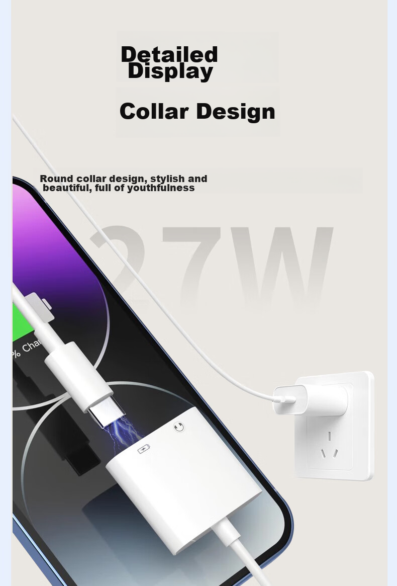Адаптер Masentek Type-C на 2 Type-C, для зарядки, музыки и звонков, белый