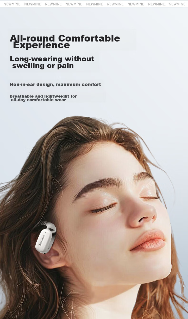Беспроводные наушники Newmine LY29 Open-Ear, True Wireless, высокое качество звука, для спорта, бега, звонков, шумоподавление, совместимы с Apple, Xiaomi, Huawei, белые