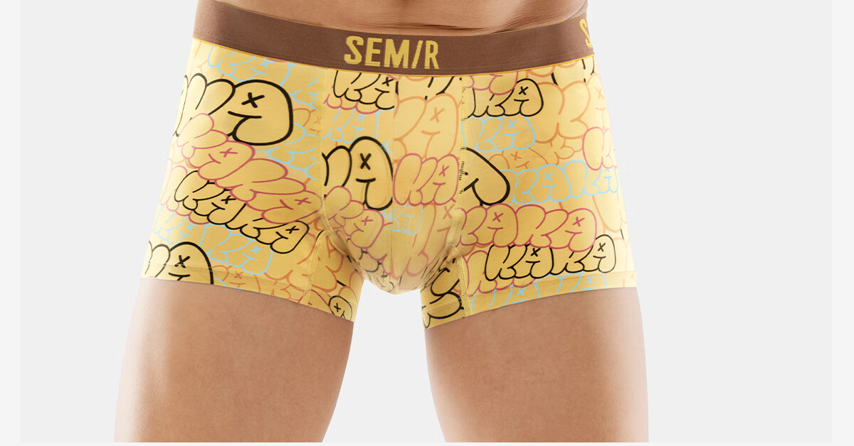 Мужское нижнее белье Semir, боксеры-брифы, 3 шт., чистое хлопок, антибактериальные, бесшовные, дышащие, с принтом "Ачай"