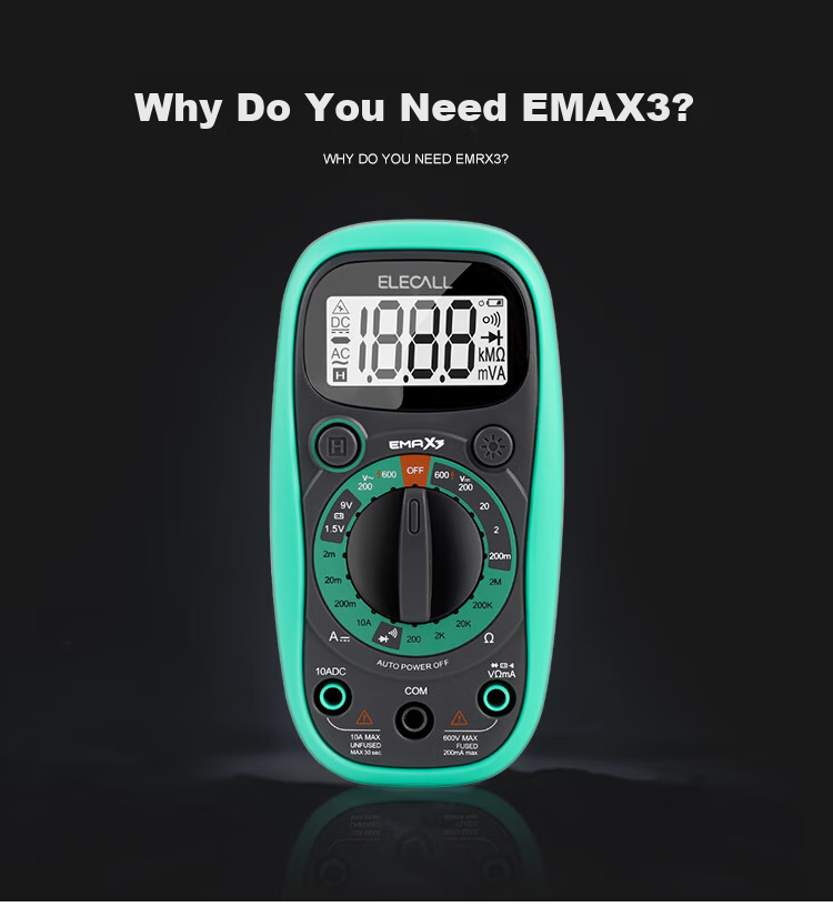 Мультиметр ELECALL EMAX3+, портативный, высокоточный, антистатический, цифровой, компактный, умный, для электрика, с чехлом