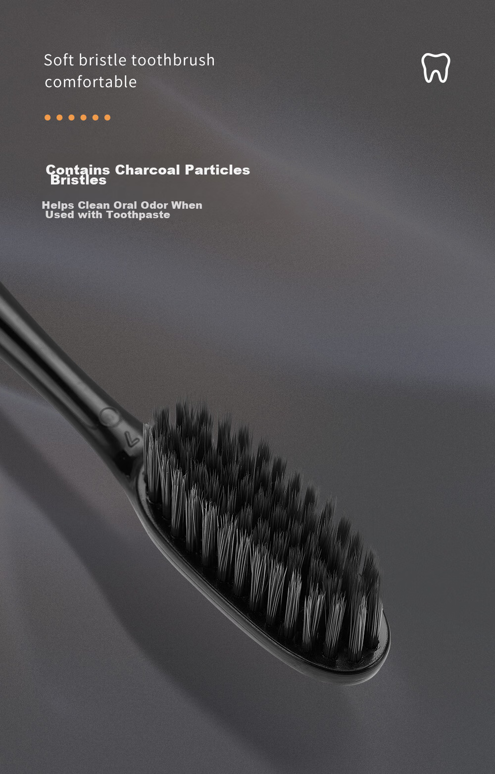 Зубная щетка Qingwa Gentle Charcoal Adult Toothbrush, 8 шт., мягкая щетина, защита десен, семейная упаковка