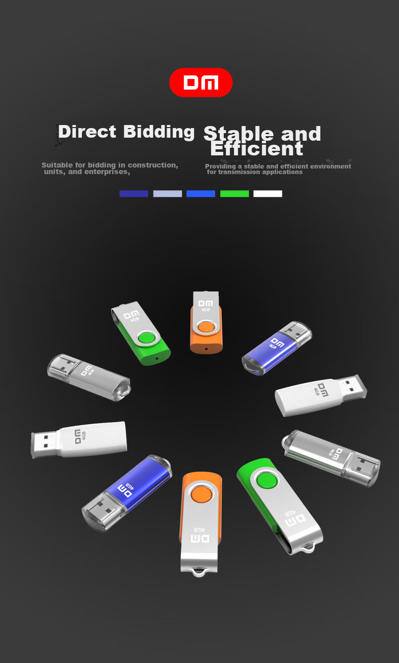 USB-флеш-накопитель DM PD120, 4 ГБ, USB 2.0, комплект из 10 штук, серебристый/оранжевый/зеленый/синий