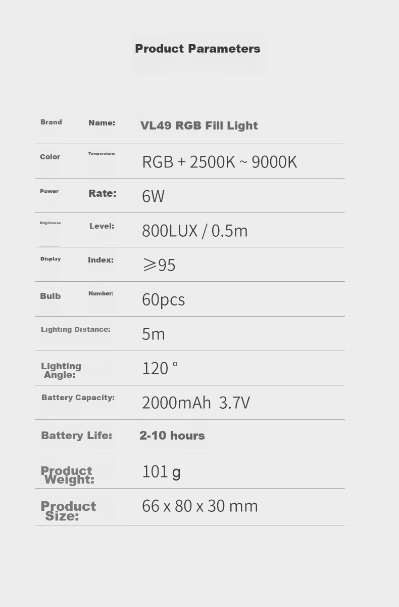 Ulanzi VL49RGB Bluetooth Remote Control Kit (Black), Магнитный полноцветный заполняющий свет, портативный светодиодный карманный двухцветный источник света для прямой трансляции, фонарик для камеры телефона