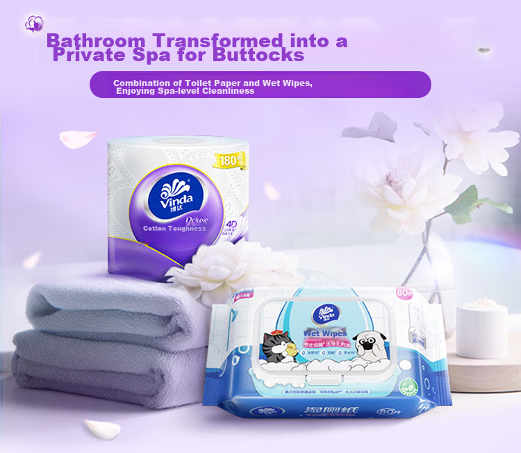 Туалетная бумага Vinda Cotton Tough Series, 4 слоя, 10 рулонов по 180 г, мягкая и прочная, без отдушек, для домашнего использования