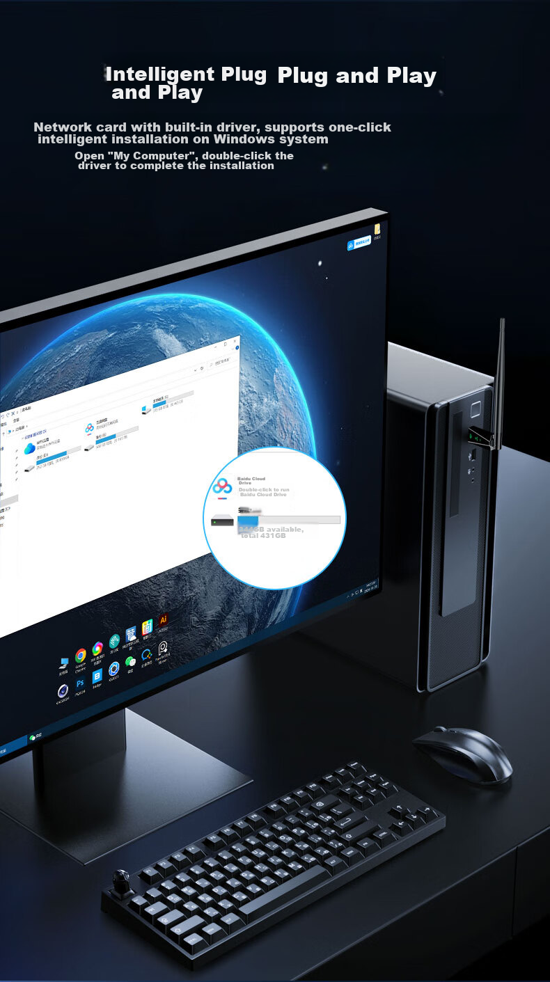 Беспроводной сетевой адаптер BIAZE WiFi6 AX900 USB с внешней антенной