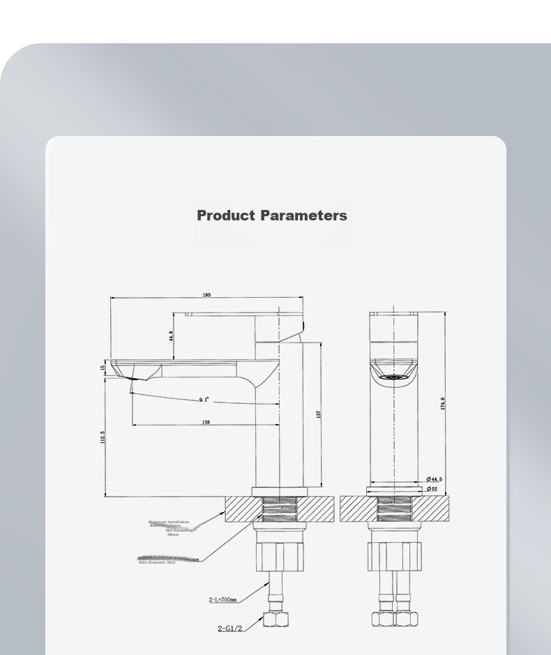 Смеситель для раковины HEGII HMF913-111-SD, 304 нержавеющая сталь, горячая и холодная вода, хромированная поверхность, одно отверстие