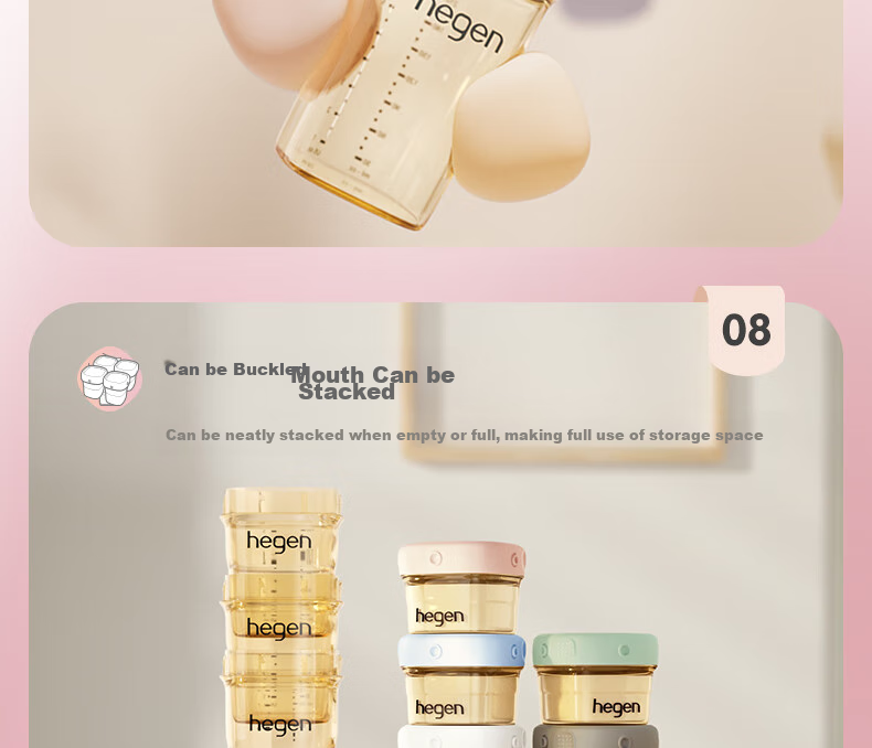 Бутылочка для кормления HEGEN Baby Bottle Set, PPSU, 150мл + 240мл, с крышками для хранения, набор из 2 шт., цвет "Morandi"