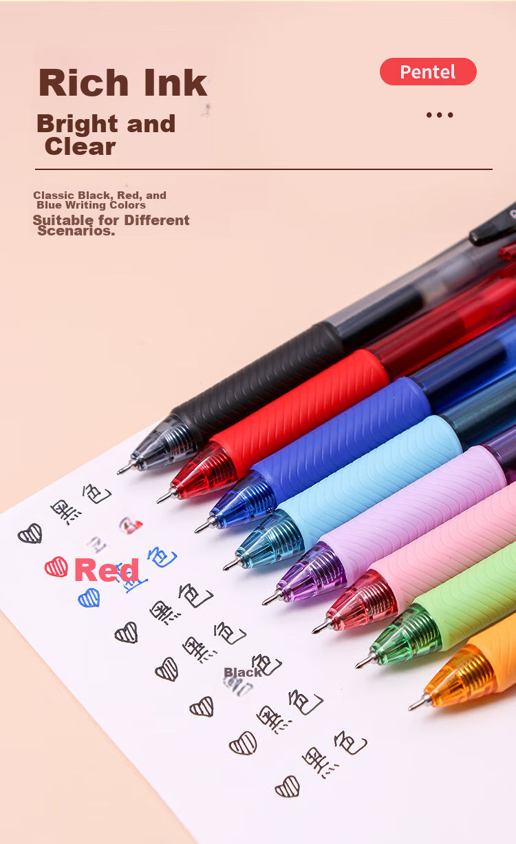 Pentel BLN105 Ручка гелевая, 0.5мм, синий корпус, черный чернила, одноразовая