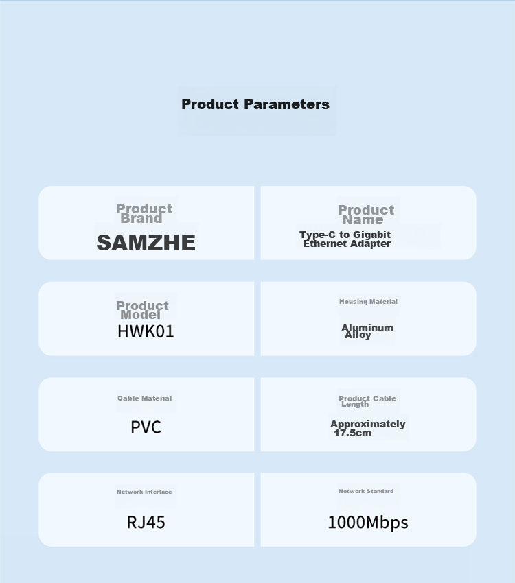 SAMZHE Type-C Gigabit Ethernet Adapter, RJ45 Network Port Converter, Compatible with Apple 15 MacBook And Microsoft Laptops, External Aluminum Alloy Adapter HWK01