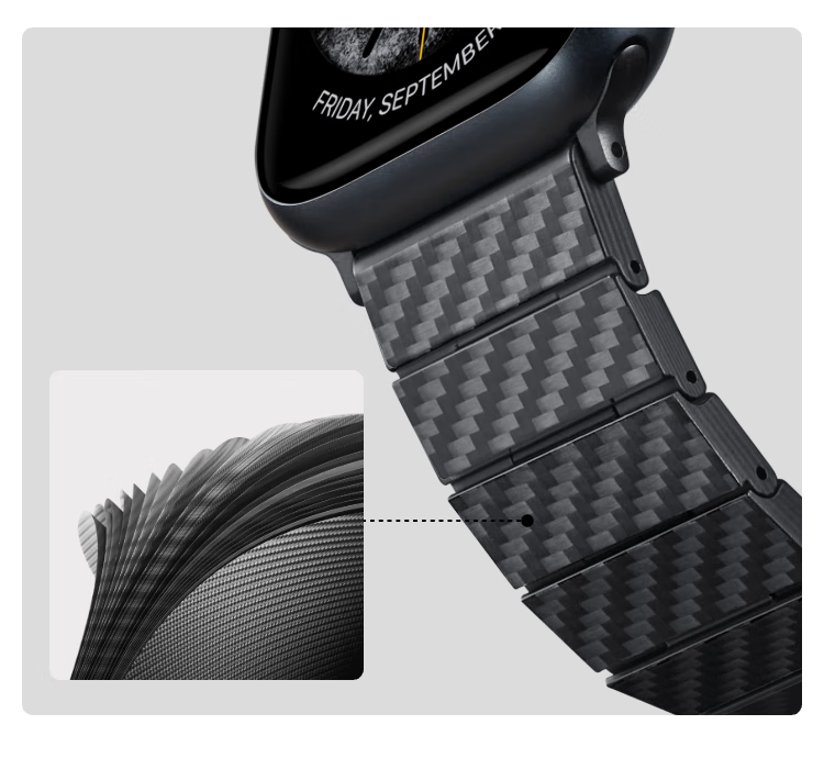 Ремешок PITAKA для Apple Watch Ultra 2/S9/S8/7/6/5/4/3/SE, из углеродного волокна, магнитный, современный стиль, полный размер