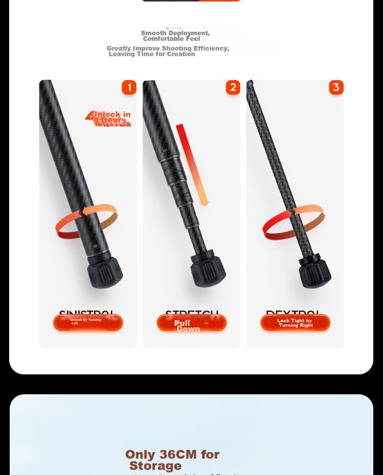 Штатив Fotopro Air 3 Dual Panoramic из углеродного волокна для беззеркальных и зеркальных фото- и видеокамер, цвет "Пламенный оранжевый"
