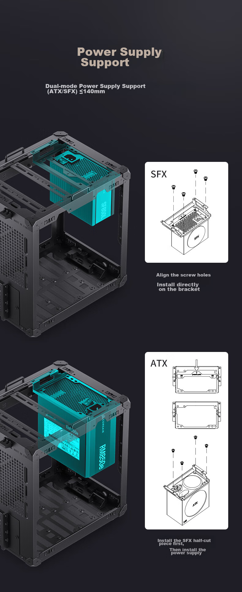 Корпус JONSBO C6 ITX Черный, Mini-ITX, ATX БП, 4 сетчатые панели, 3 вентилятора, Type-C