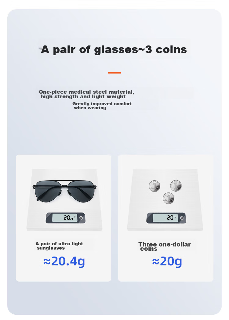 Polarized Aviator Sunglasses HLA for Men, Classic Vintage Style, Gunmetal Frame, Black and Gray Lenses, UV Protection