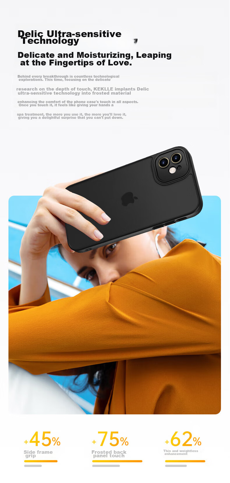Чехол KEKLLE для Apple iPhone 11, полупрозрачный матовый, черный, противоударный, с защитой от отпечатков пальцев