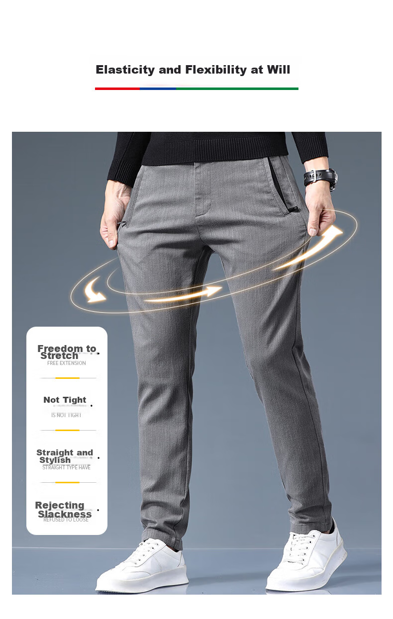 ROMON Casual Pants for Men, Autumn Trendy Trousers, Straight-Leg Comfortable Loose-Fit Sports Business Pants for Men, JK66 Denim Blue 34