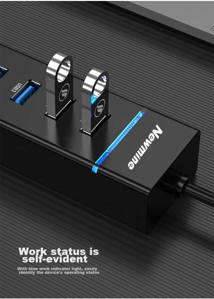 USB-концентратор Newmine USB 3.0, 4 порта, черный