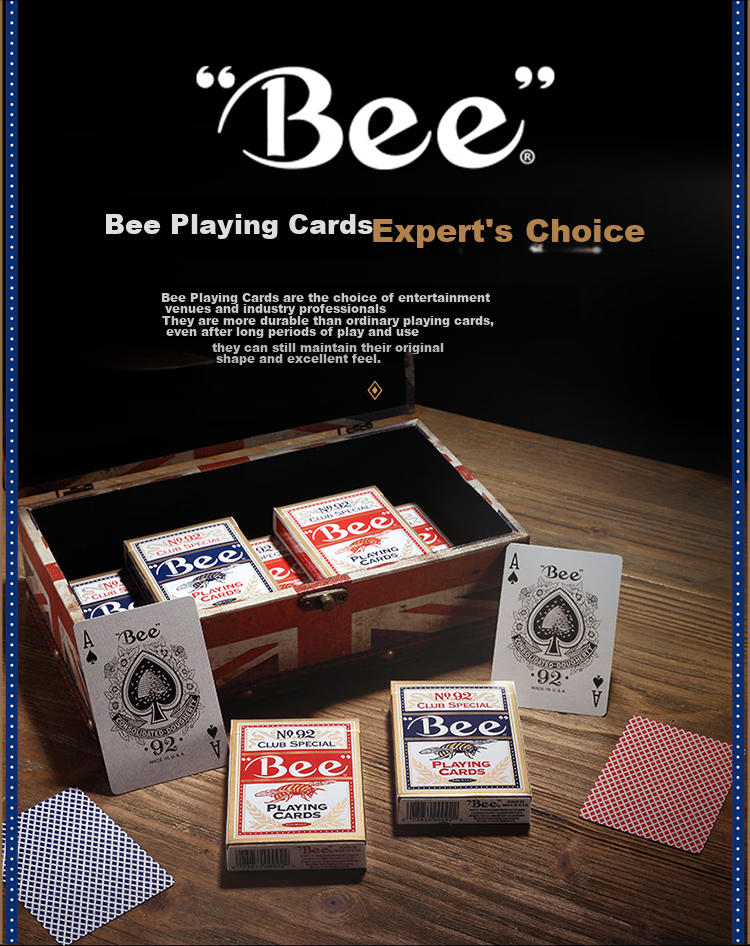 Колода игральных карт Bee Poker Cards, Техасский Холдем, широкие карты с черным сердечником, прочные, 12 колод (6 красных и 6 синих)