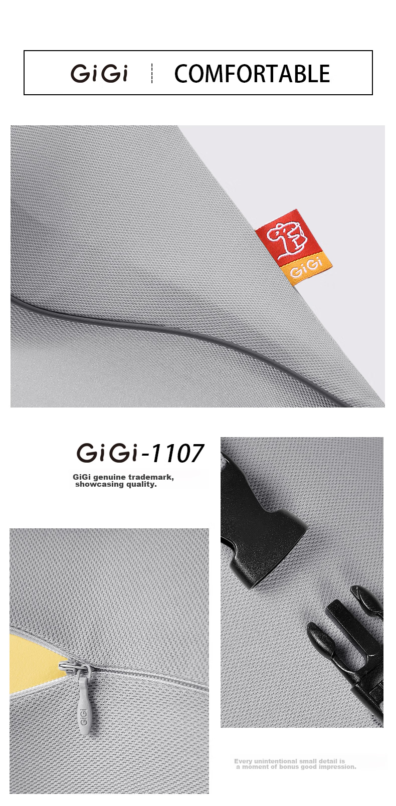 Подушка под голову GiGi G-1107 Space Memory Foam, автомобильная, для водителя, бежевая