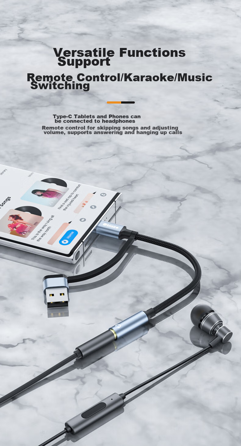 Внешняя звуковая карта BIAZE Type-C/USB, с ЦАП, для подключения к ПК, ноутбуку, телефону, конвертер 3.5 мм для наушников, микрофона, динамиков