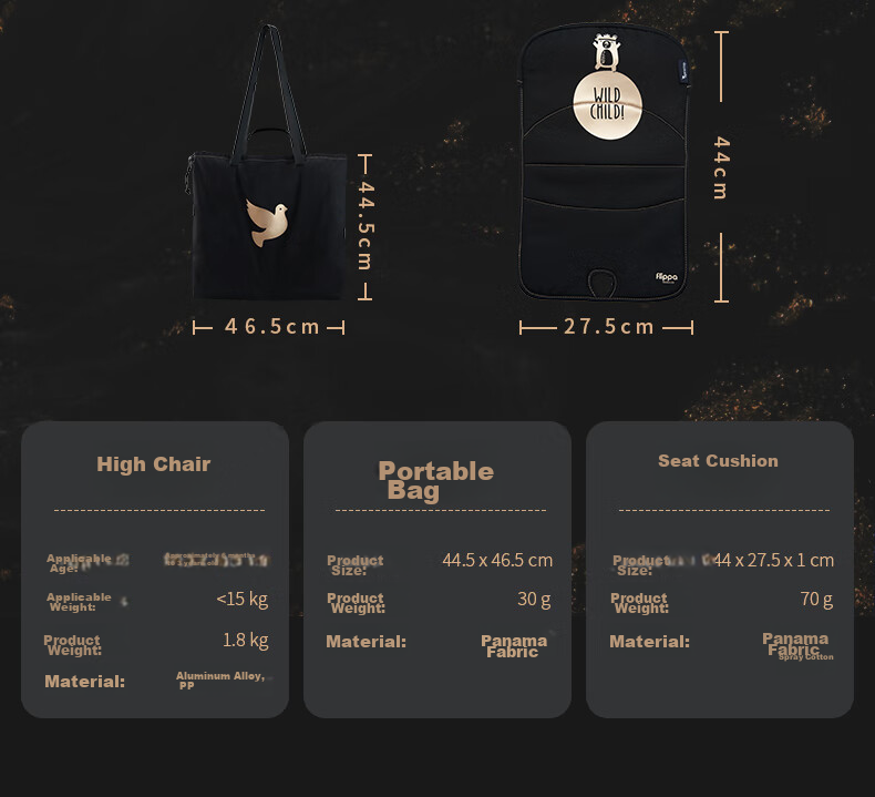 Детский стульчик для кормления Apramo Jazz Black Limited Edition, складной, портативный
