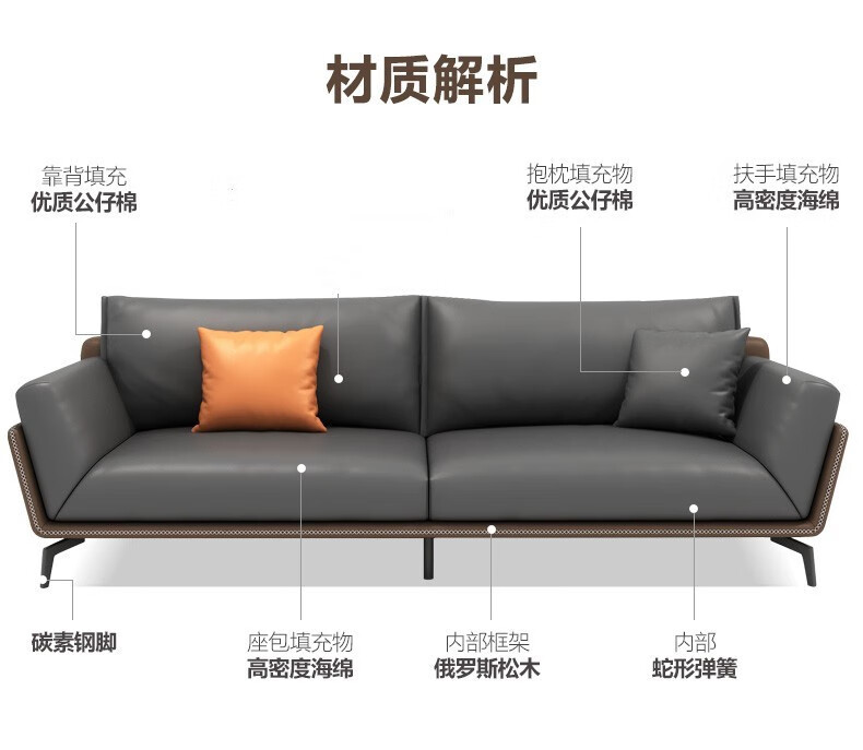 诩弈 办公沙发茶几组合简约现代商务会客洽淡办公室沙发大堂接待休息区皮革   功夫茶几