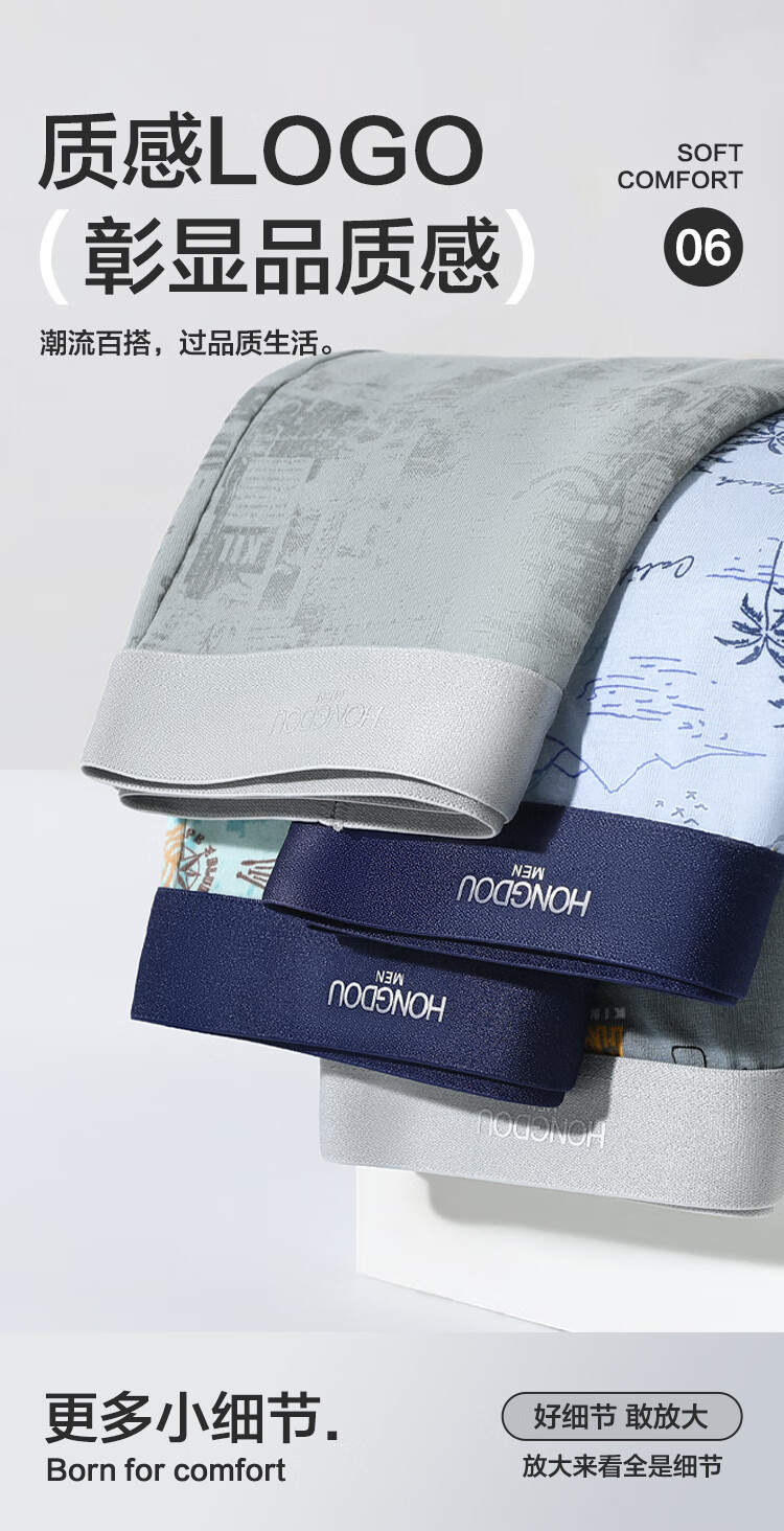 Мужские трусы Hodo Cloud-Feel Cotton, антибактериальные, высокоэластичные, с принтом, набор из 1 шт., размер 175/82A, цвет Группы один