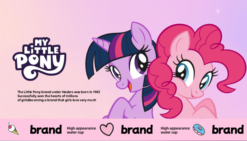 Детская термокружка Shuxi My Little Pony, 580 мл, с двойной трубочкой, из нержавеющей стали 316
