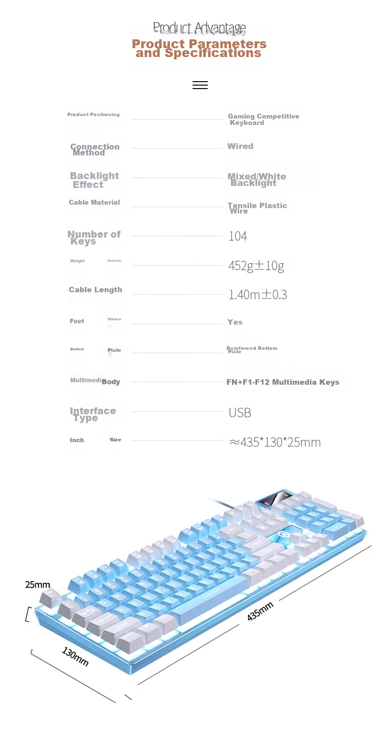 Проводная клавиатура YINDIAO K500, механическая, игровая, офисная, с подсветкой, USB