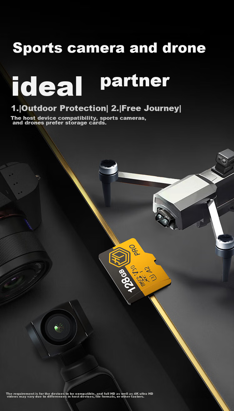 Карта памяти JD Original 128GB TF, 4K Ultra HD, Gold Label Pro Series, U3 V30 A2, для дронов и экшн-камер, скорость чтения 200 МБ/с