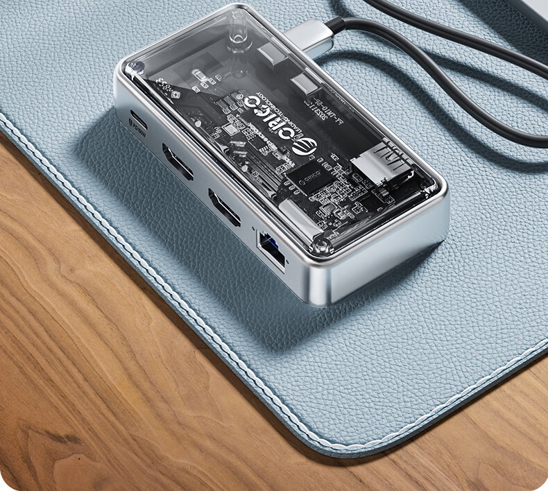 Многофункциональный USB-C хаб ORICO TM10-7P, 7-в-1, HDMI 4K@60Hz, 2.5G Ethernet, PD 100W, USB 10Gbps, аудиоразъем 3.5мм, алюминиевый сплав, серый