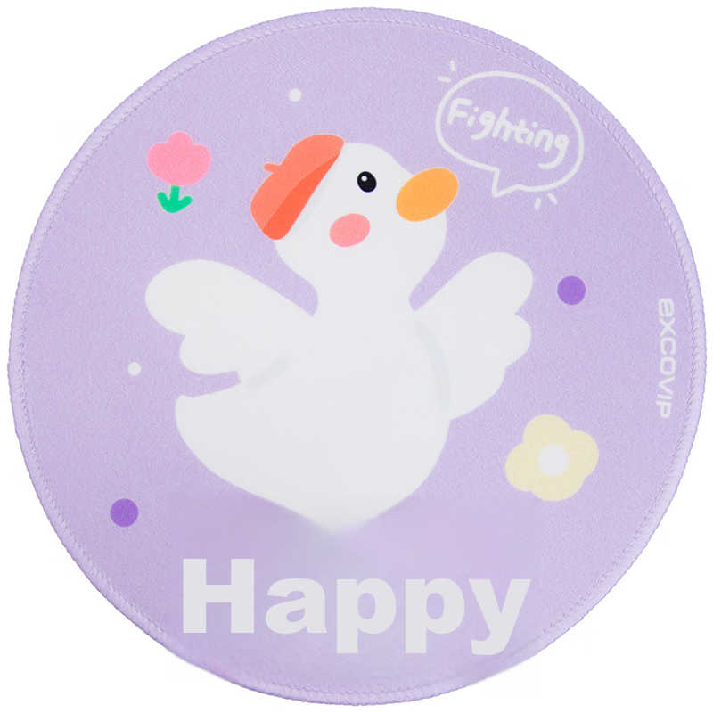 Коврик для мыши EXCO Happy! Маленький круглый коврик для девочек, фанатов аниме, милый мультяшный коврик для ноутбука, с блокировкой края, моющийся, дополнительный товар 9674