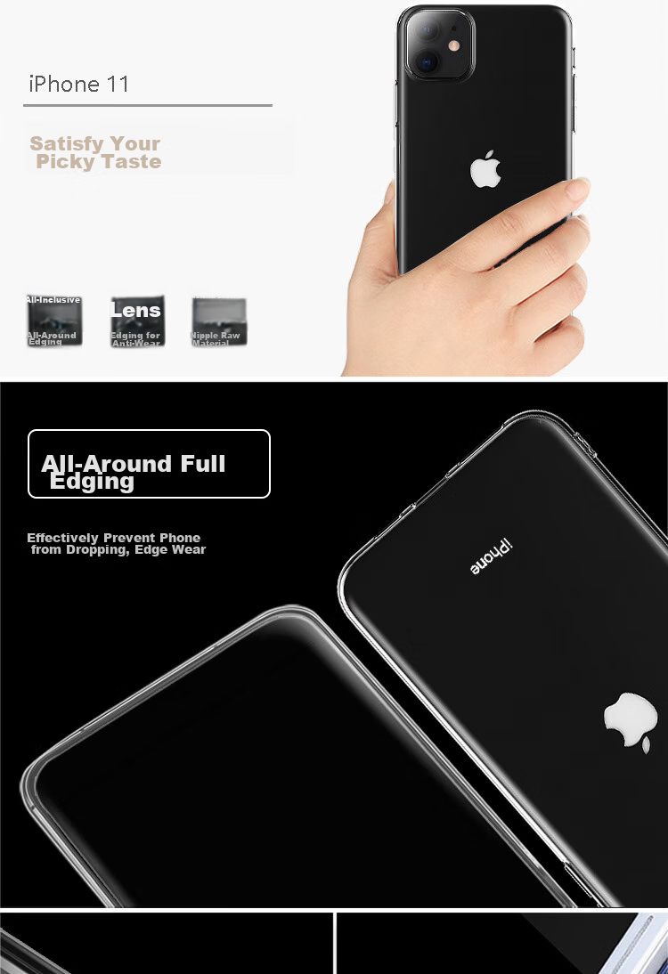 Чехол ESCAPE для Apple iPhone 11, прозрачный, противоударный, силиконовый, простой стиль