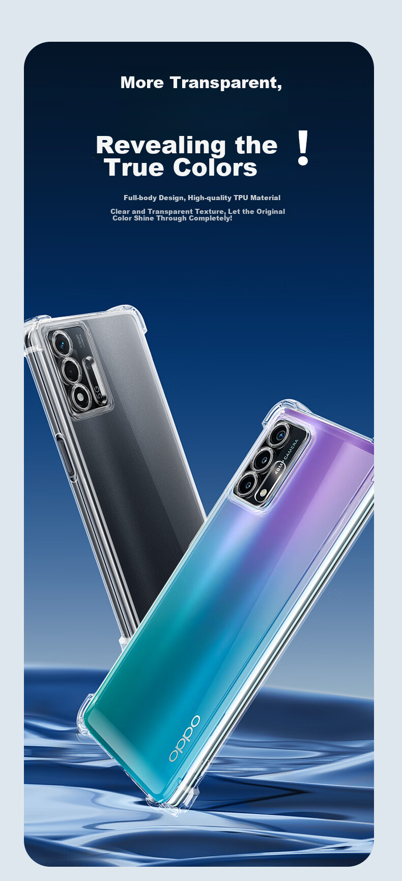 Чехол Freeson для OPPO A93/A93s, простой, тонкий, с полной защитой камеры, анти-капля, прозрачный, мягкий чехол [Угловые воздушные подушки - с ремешком] Прозрачный