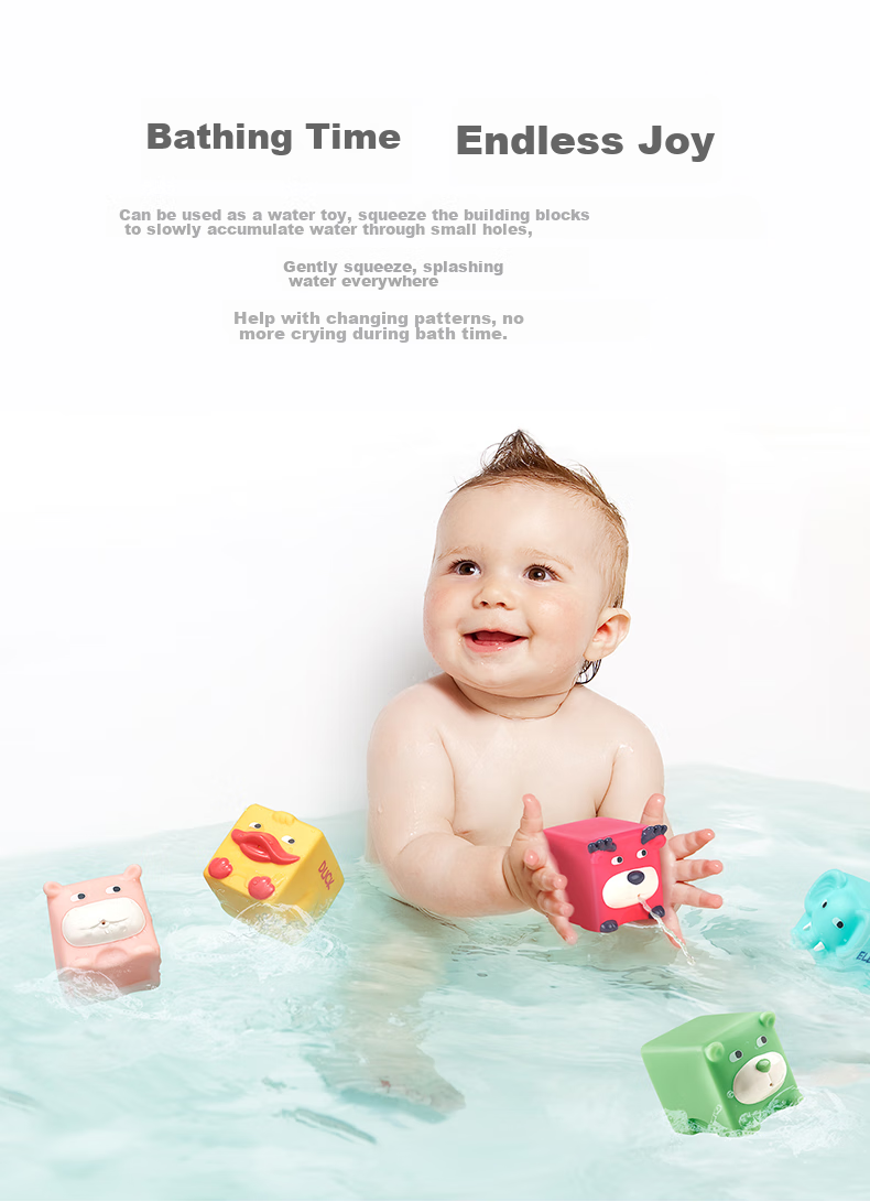 Babycare Мягкие строительные блоки для малышей, развивающие игрушки для детей от 0 до 1 года, мягкие кубики "Лесная сказка", 6 шт.