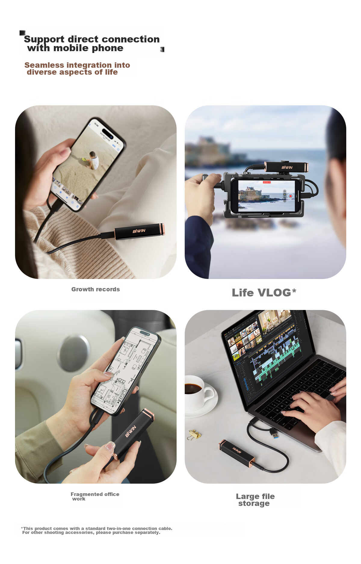 BIWIN PD2000 Портативный SSD накопитель 4 ТБ, внешний, USB Type-C (USB 3.2), скорость чтения 2000 МБ/с