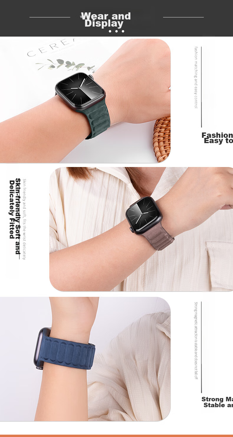 Ремешок BHO для Apple Watch S11/S10/SE3, IWatch S9/8/7/6/5/Ultra3/2/1, магнитный, тканевый
