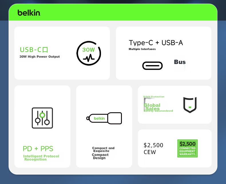 Автомобильное зарядное устройство BELKIN Type-C, 30 Вт, быстрая зарядка Apple PD, адаптер USB от прикуривателя, CCA004