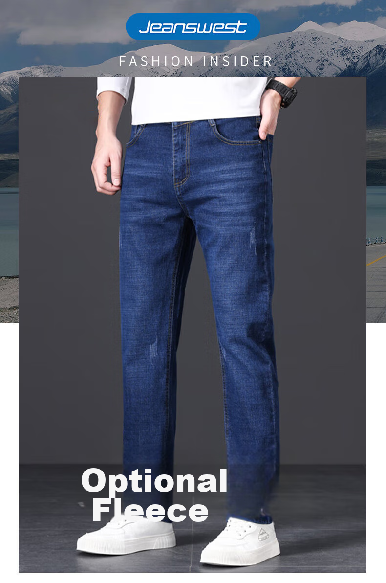 Джинсы мужские Jeanswest, утепленные, зимние, 2025, прямые, тонкие, теплые, черные, размер 29