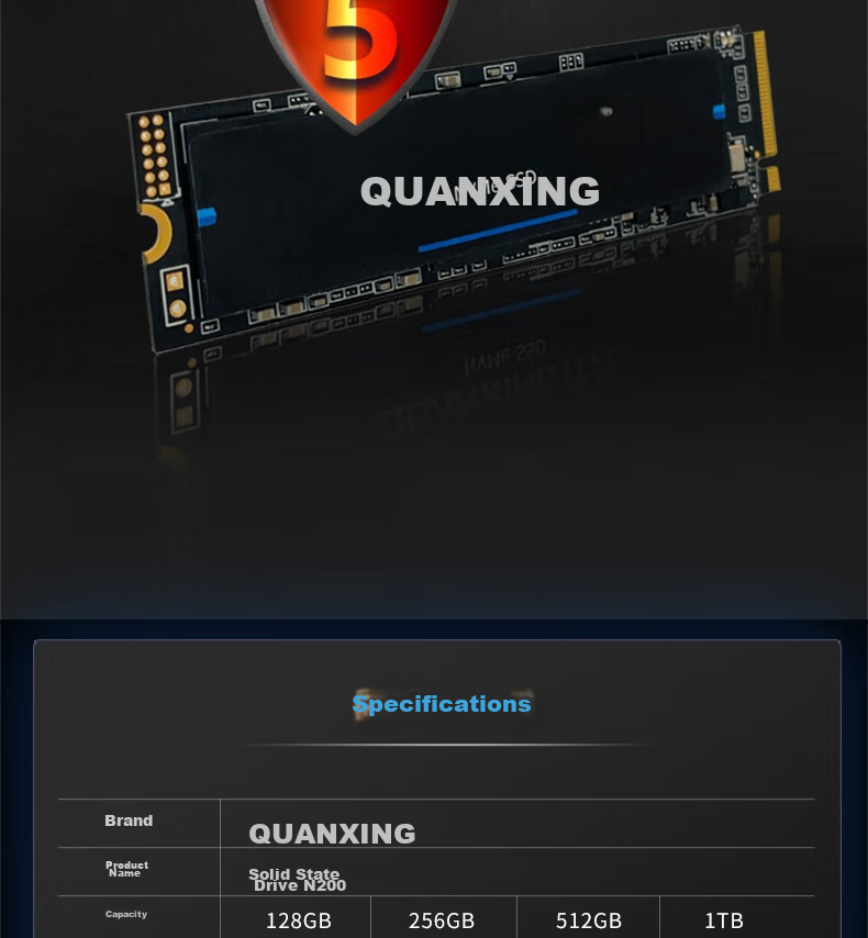 SSD накопитель QUANXING N200 1TB M.2 PCIe 3.0 NVMe