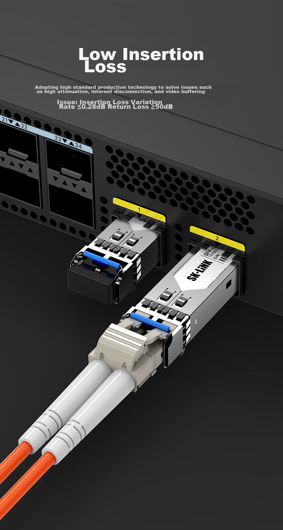 Патч-панель SK-LINK LC-ST OM2 UPVC, 1 метр, желтая