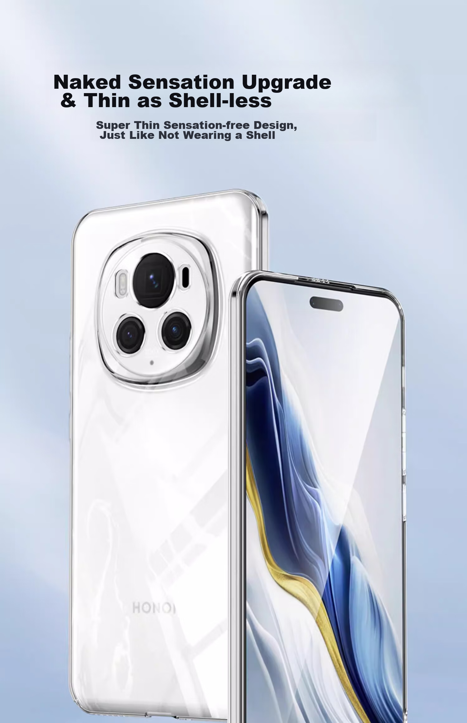 Чехол для телефона POZZO для HONOR Magic6 Pro, полностью прозрачный, противоударный, защита от отпечатков пальцев