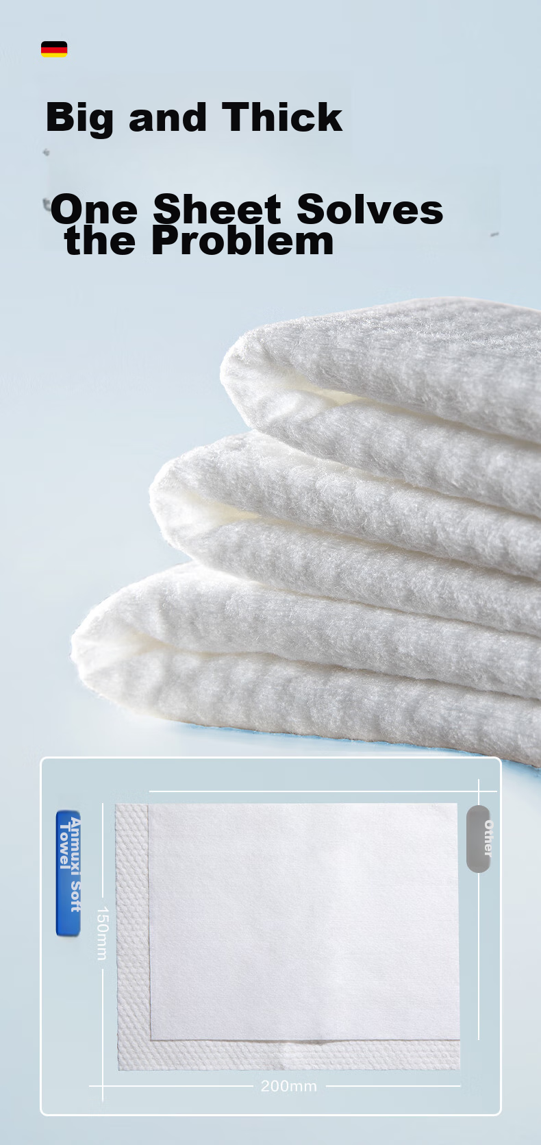 Влажные салфетки Anmous Baby Soft Wipes, для лица, сухие и влажные, увеличенные и плотные, без ворса, 100 шт. * 16 упаковок, семейный размер