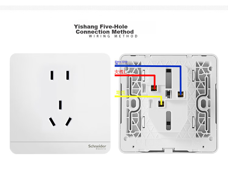 Розетка Schneider Electric Yishang, 5 гнезд, стандартная, 86*86 мм, белый